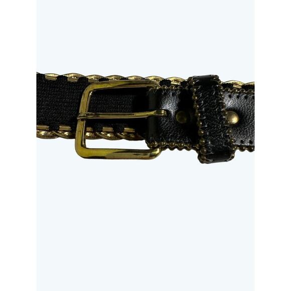 Disc Chain Womens Belt Stretchy Goldtone Metal Oval with Raised Dots Waist 28" - Picture 5 of 7